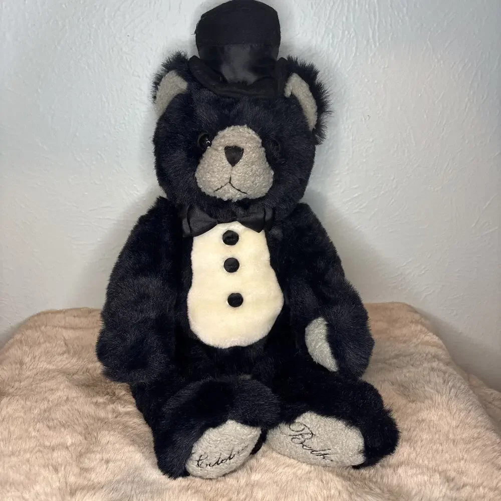 Vintage‎ 2000 Black Belkie Bear Jointed Top Hat Bow Tie Tuxedo. 20 In